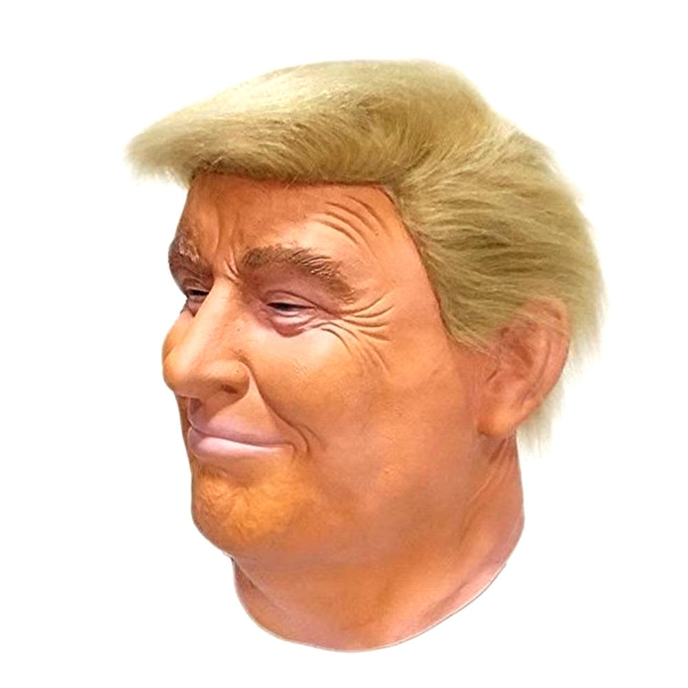 Donald Trump Mask Realistic President Latex Headgear Halloween Party Celebrity Cosplay Costume Props Yellow Wig Head Cover Mask