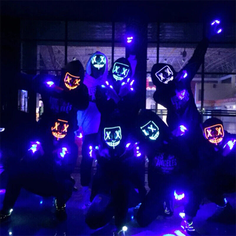 Halloween LED Mask Clubbing Light up Costume Rave Cosplay Party Purge 3 Modes