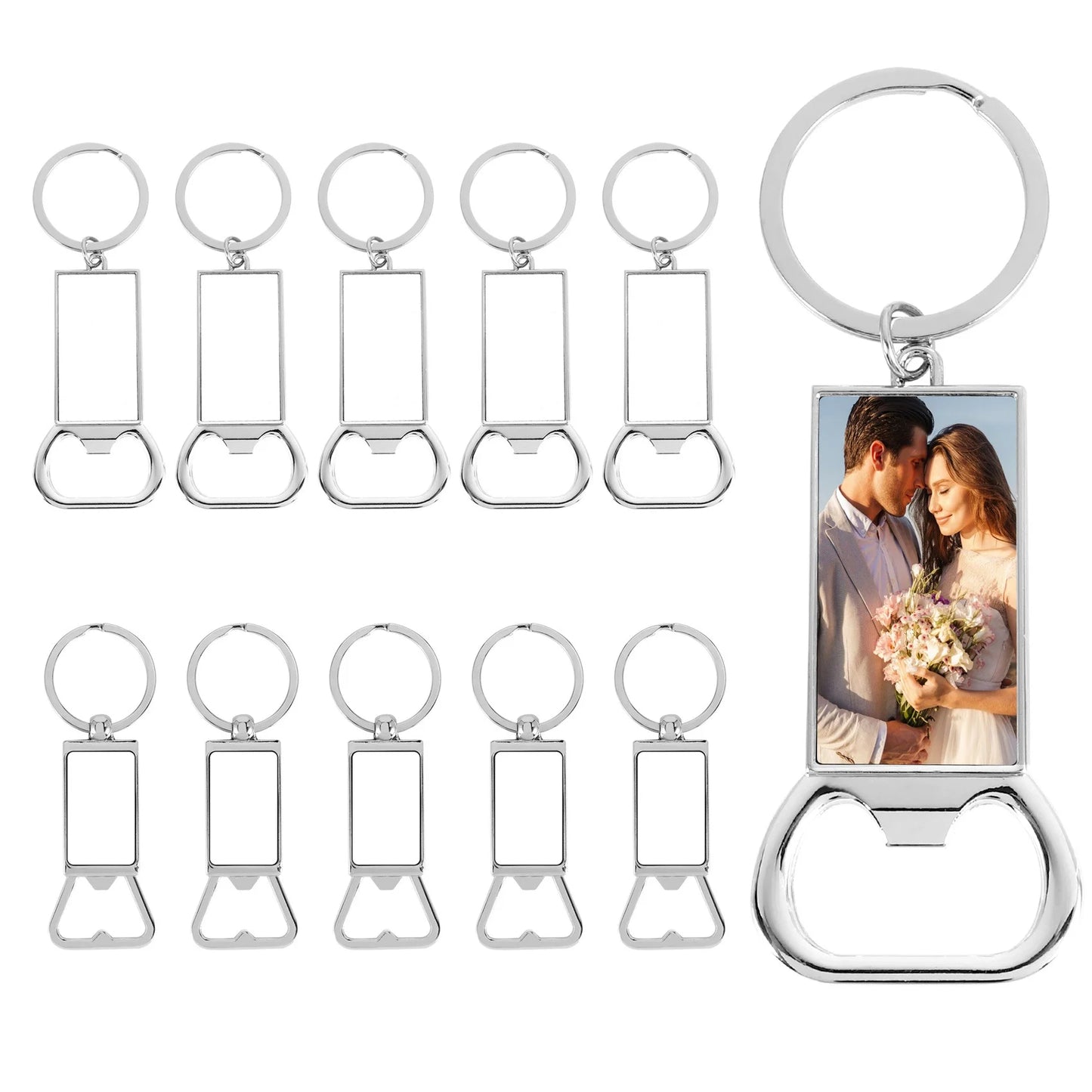 10Pcs Sublimation Keychain Blanks - Case or Metal Bottle Opener for Heat Transfer,Set A