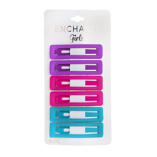 Bright Assorted Colors, Hair Snap Clips, 6 Ct